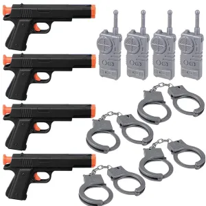 12 Pc Boys Party Gifts Police Toy Gun Handcuffs Radio Sets Sheriff Costume Play