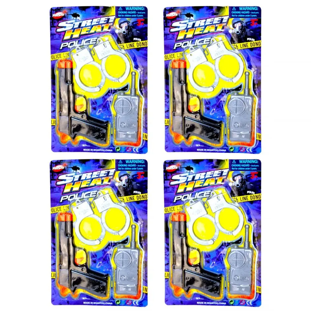 12 Pc Boys Party Gifts Police Toy Gun Handcuffs Radio Sets Sheriff Costume Play