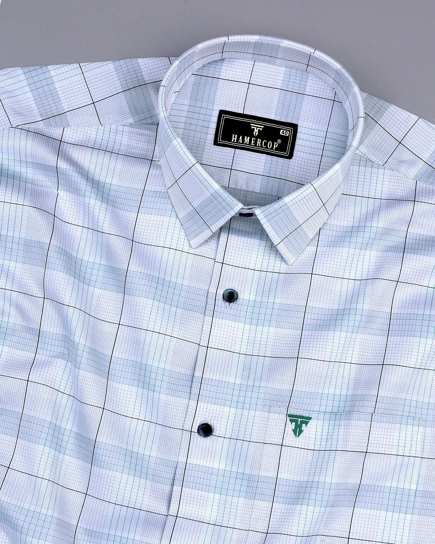 Boxtel Rama Green With Gray Check Premium Giza Shirt