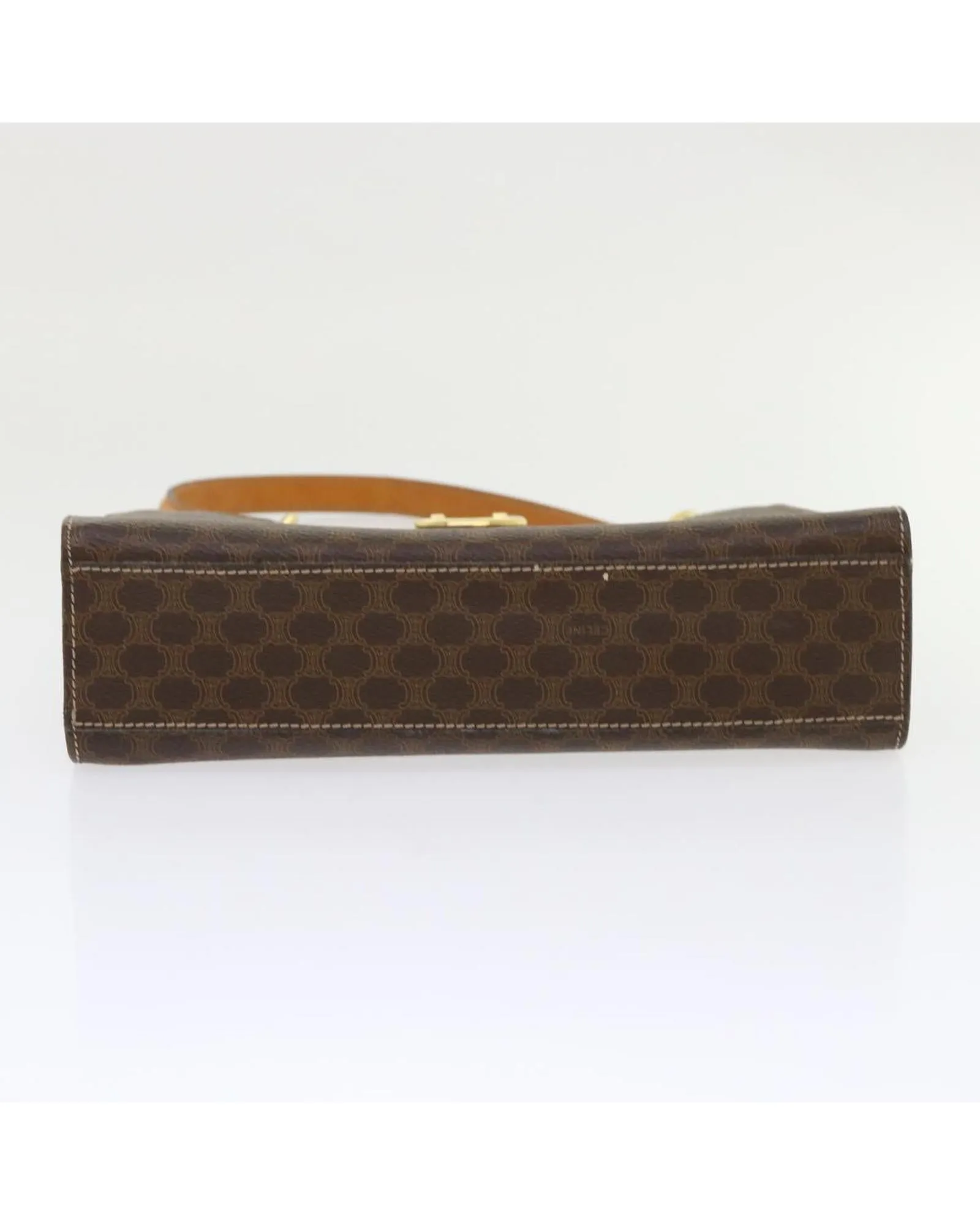 Canvas Hand Bag with PVC Leather Trim in Brown by Celine