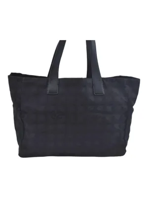 CHANEL New Travel Line Vintage Tote Bag Nylon Leather Black Junk 1911J