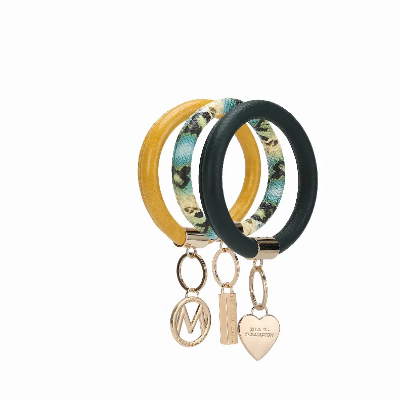 Jasmine Vegan Leather Women's Wristlet Keychain set- 3 pieces