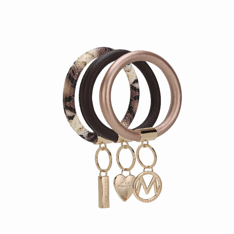 Jasmine Vegan Leather Women's Wristlet Keychain set- 3 pieces