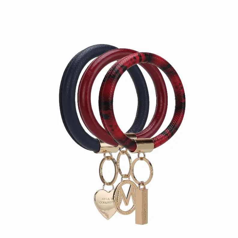 Jasmine Vegan Leather Women's Wristlet Keychain set- 3 pieces