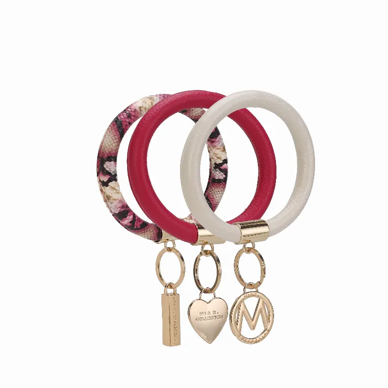 Jasmine Vegan Leather Women's Wristlet Keychain set- 3 pieces