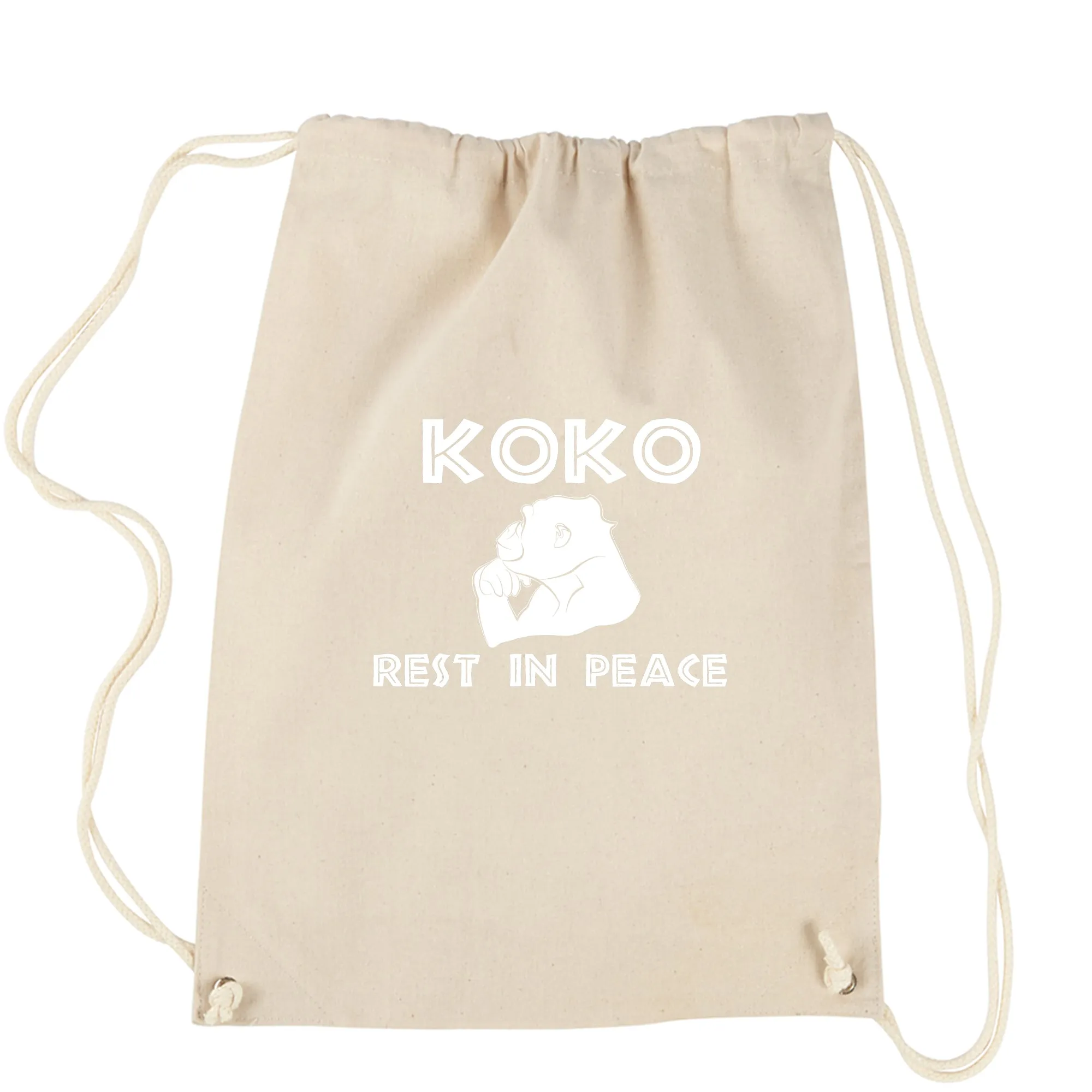 Koko the Talking Gorilla Rest in Peace Drawstring Backpack