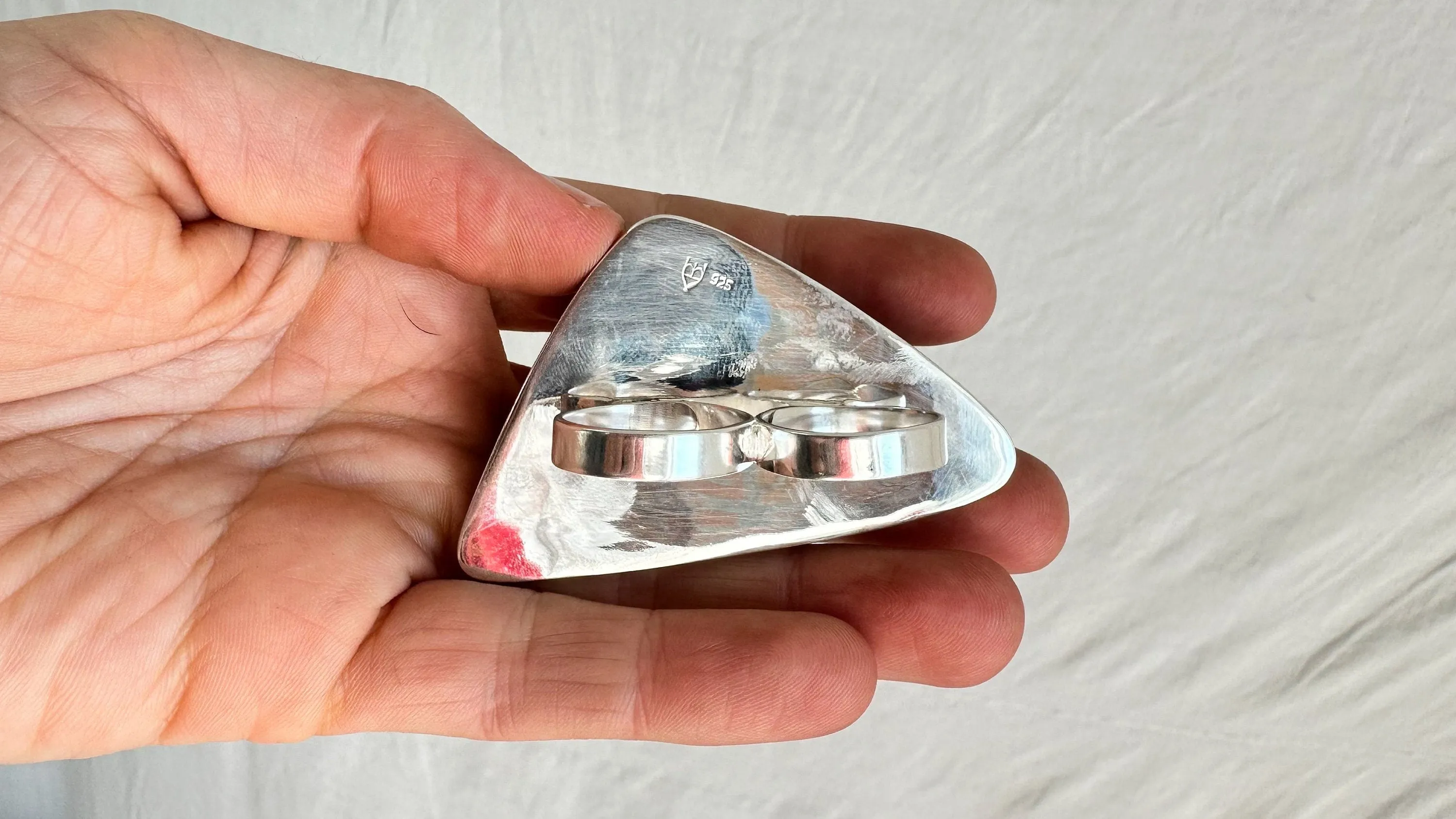 Labradorite Two Finger Ring. Adjustable. 0607