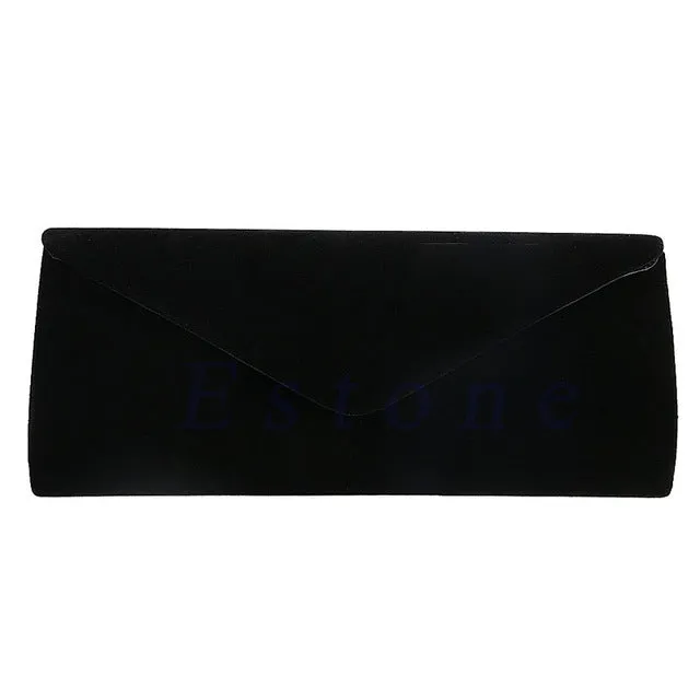 Ladies Velvet Evening Clutch Handbag With Chain