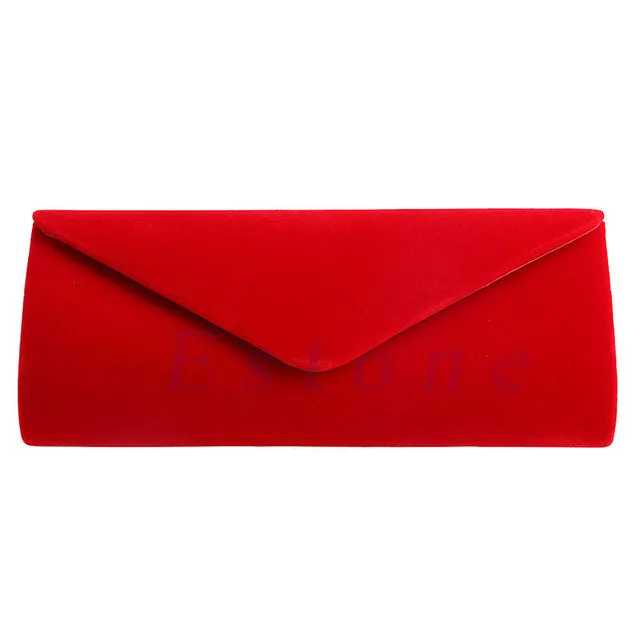 Ladies Velvet Evening Clutch Handbag With Chain