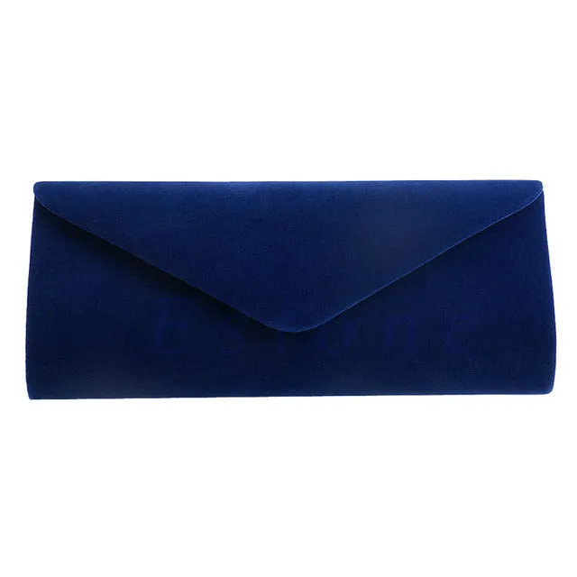 Ladies Velvet Evening Clutch Handbag With Chain