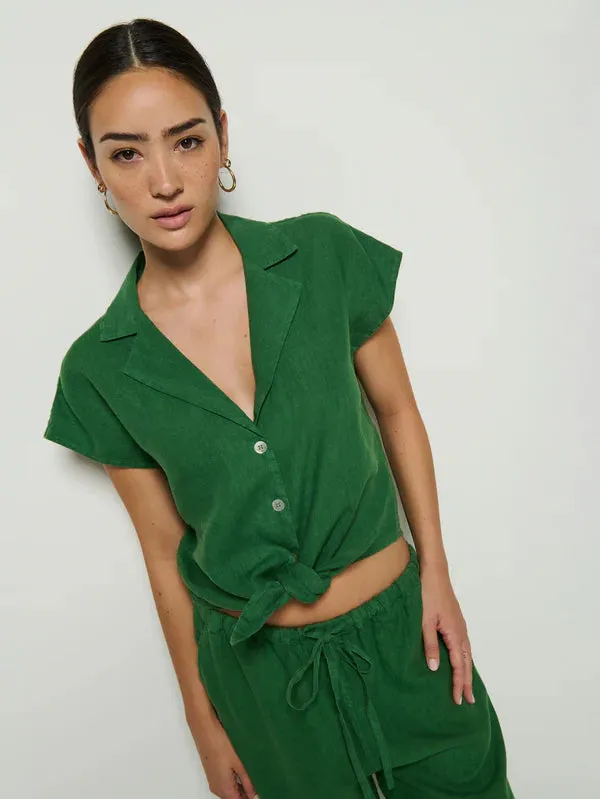 Nation Noemi Tie Front Tank in Green Lawn