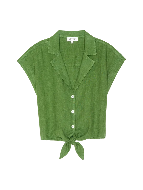 Nation Noemi Tie Front Tank in Green Lawn