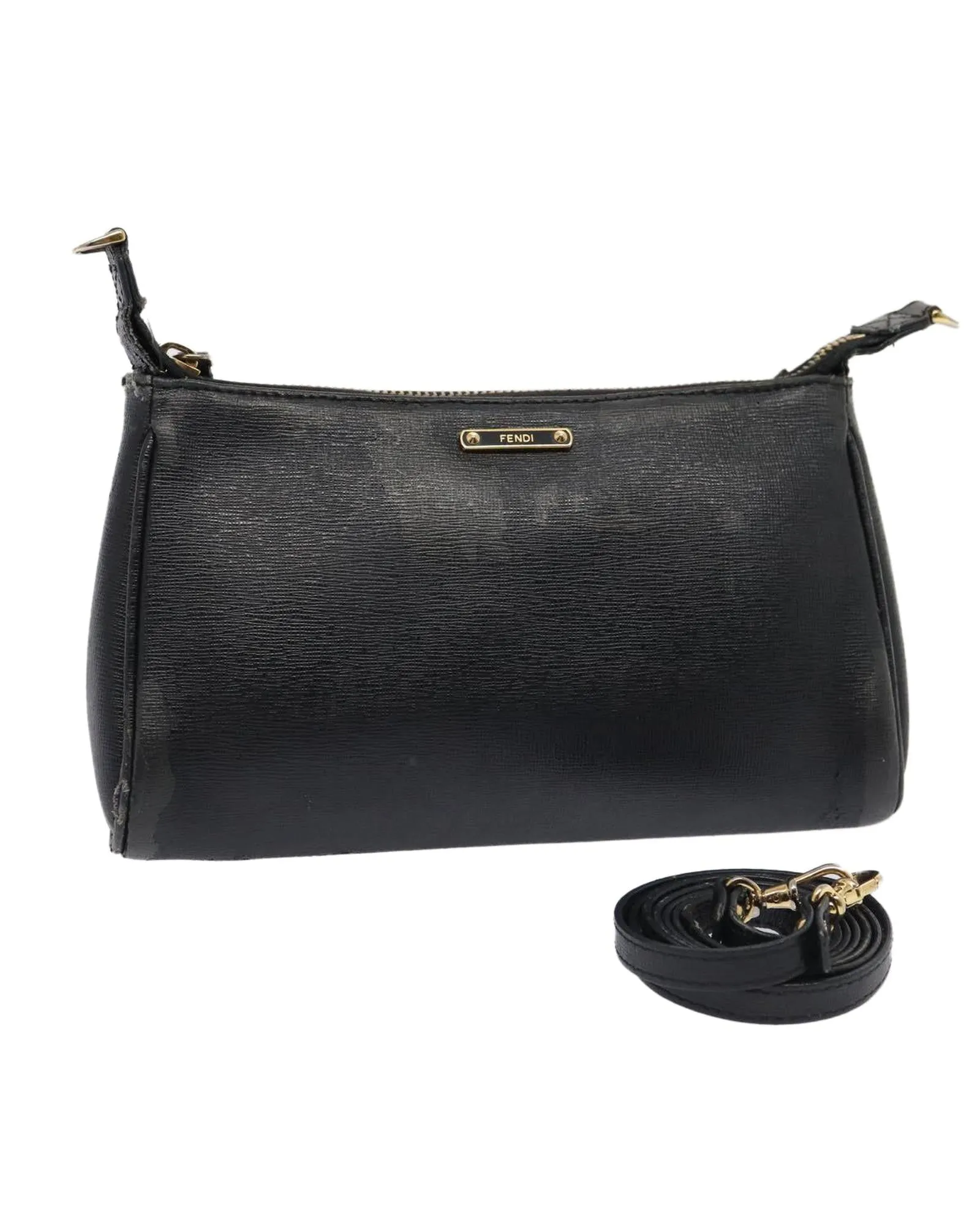 Navy Leather Shoulder Bag with Adjustable Strap