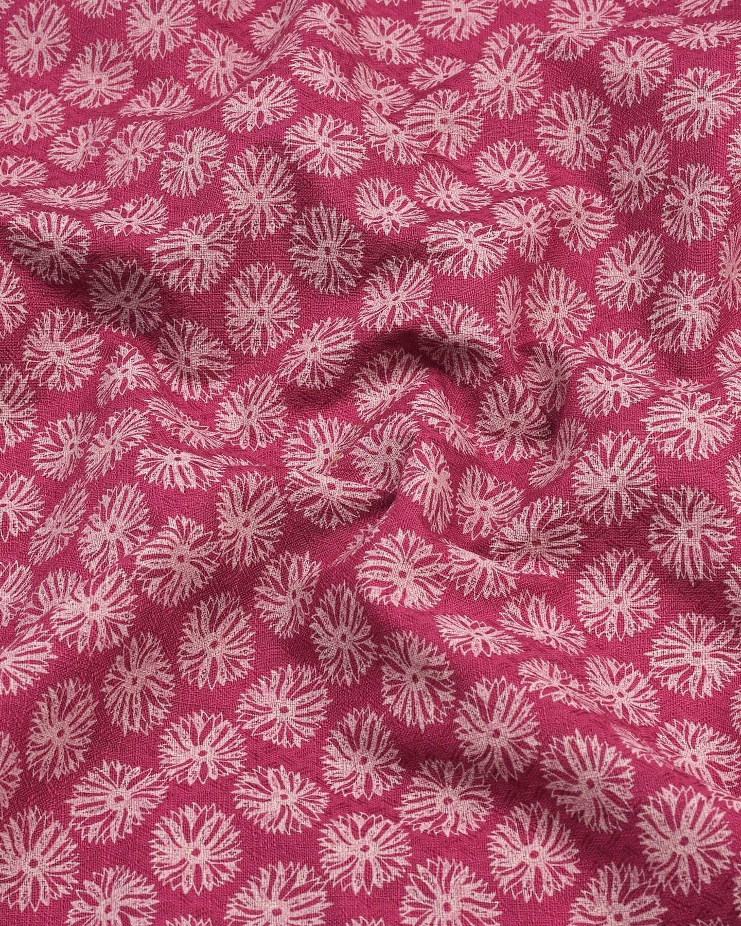 Pink Passion Flower Printed Dobby Cotton Shirt Style Kurta