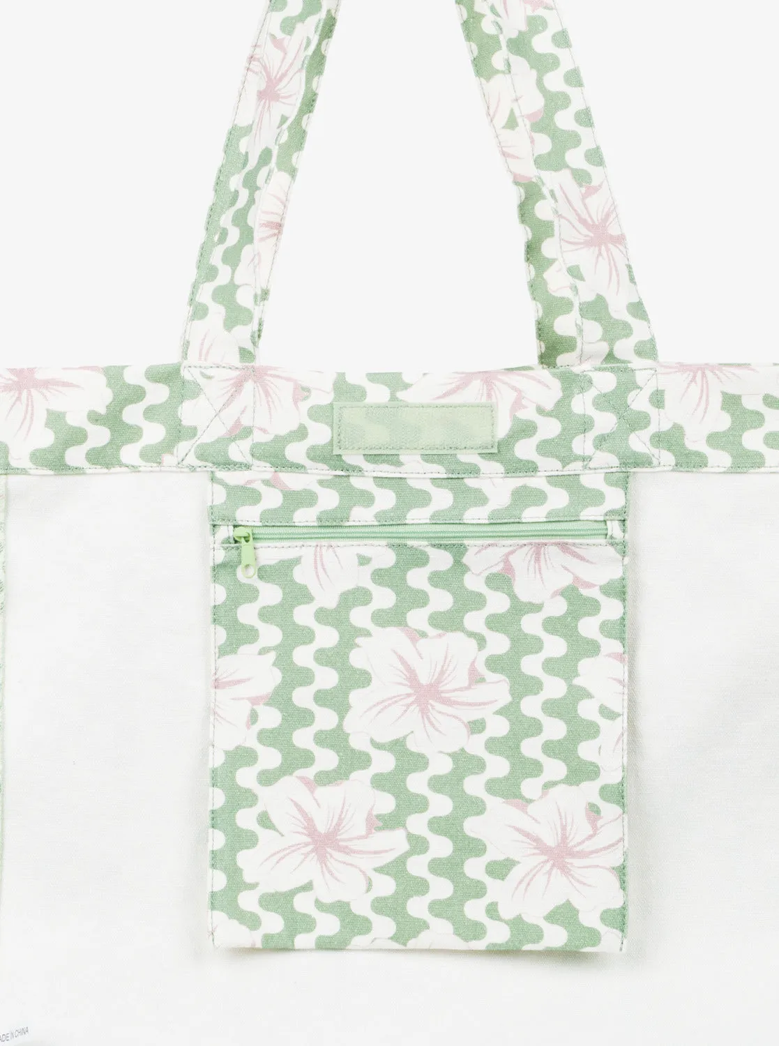 Roxy Women's Anti Bad Vibes Large Tote Bag Basil Party Waves Yw ERJBT03406_GHZ5